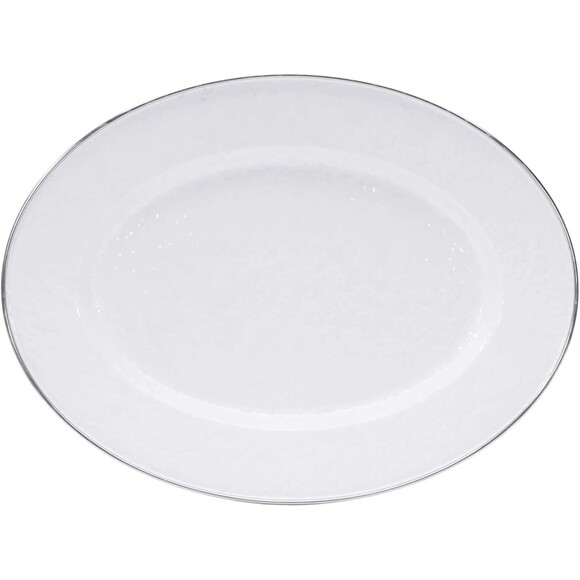 Golden Rabbit Enamelware - 12 x 16 Oval Platter (Solid White) - Picture 1 of 3